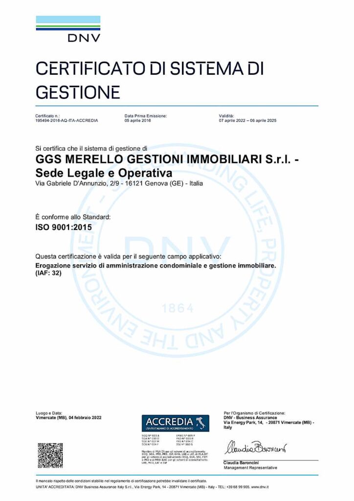 certificato iso qualità 9001 2023